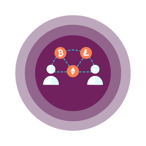 differences between crypto curriencies; purple crypto icon with 3 currencies