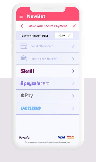 Skrill payment option screen