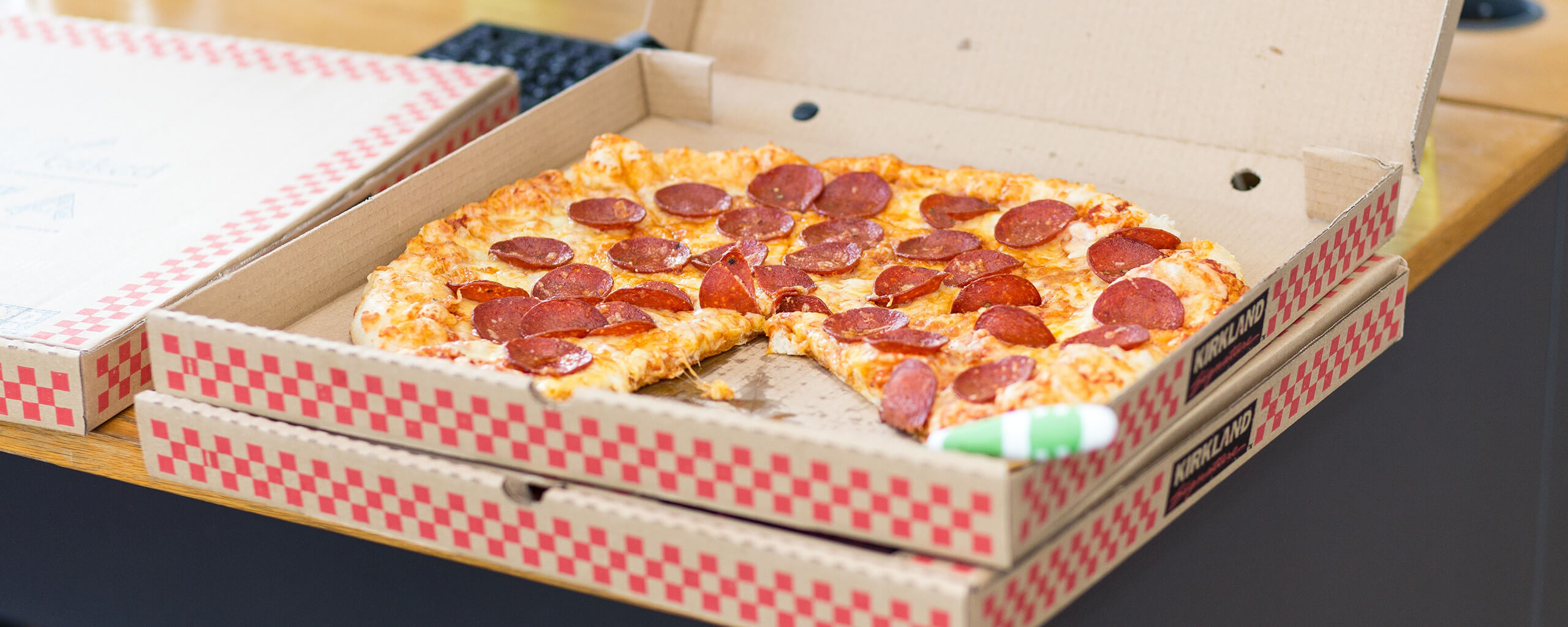 pepperoni pizza in a box