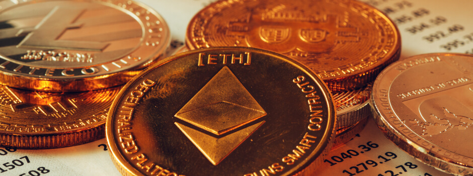 photo showing bronze cryptocurrency coins