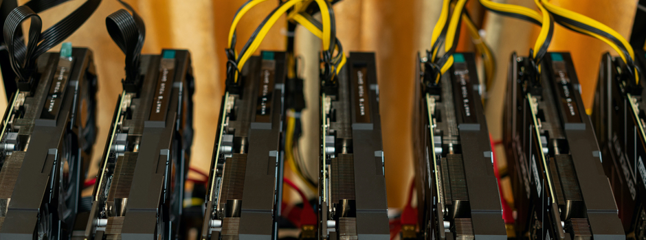 A collection of graphics cards used for crypto mining