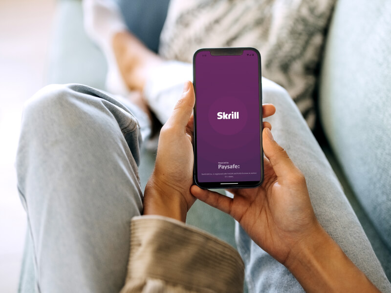 Skrill app open on mobile phone