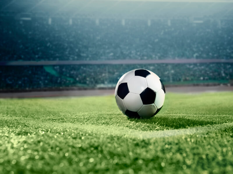 Image of a football in the football stadion