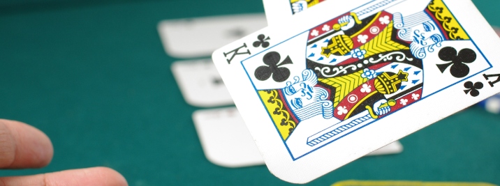 A King card on a casino table