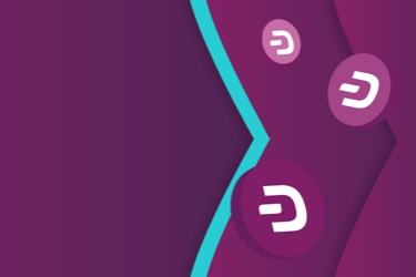 Логотип Dash на фишках на фиолетовых и бирюзовых стрелках Skrill
