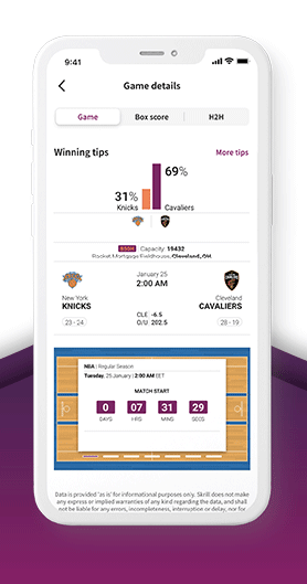 Skrill Sports Corner - live game tracking in the app